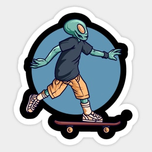 Skating Alien Sticker